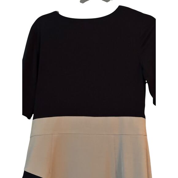 Dress Barn Career Office Dress 12 Short Sleeve Black Tan Lined Figure Flattering - Picture 8 of 9